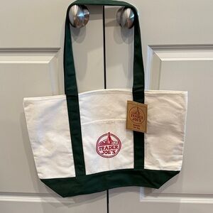 NWT Trader Joe's Large Green Canvas Tote Bag